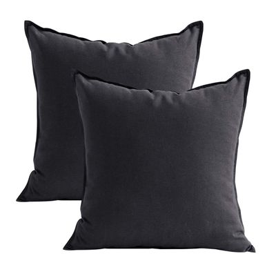 Jeanerlor Set of 2 20"x20" Pillowcase Dark Grey Cousion Cover Natural Cotton Linen with Unique Design to Embellish House/Study Room/Office/Students Dormitory 50 x 50cm