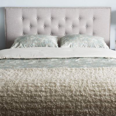 Baxton Studio Windsor Modern and Contemporary Greyish Beige Fabric Upholstered Queen Size Headboard Beige/Queen//Contemporary/Fabric Polyester 100%"/LVL/Foam