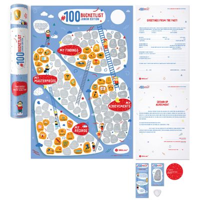 1DEA.me 100 BUCKETLIST Kids Wall Poster - Scratch Off Your Life achievements - Kids Print For Motivation - Enjoy And Have Fun - 16x24 in