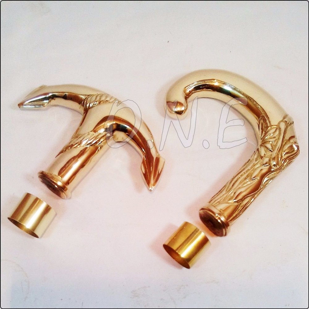Replica Warehouse LOT OF 2 PCS BRASS WALKING STICK HEAD VICTORIAN DESIGNER ANCHOR, CANE HANDLES