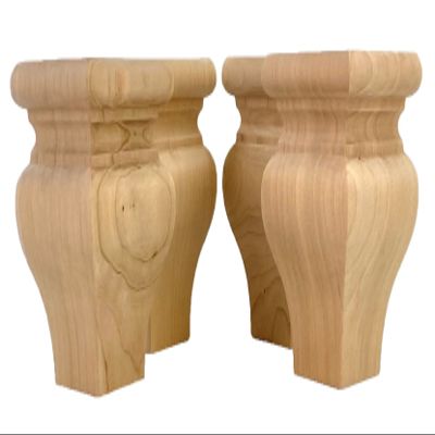 Highland Manor Wood Products Square Abilene Bun Foot - 4 1/2" Tall x 3 3/8" Wide (Cherry) (Set of 4)