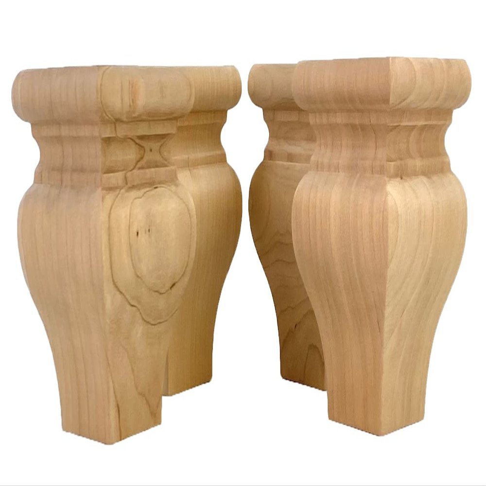Highland Manor Wood Products Square Abilene Bun Foot - 4 1/2" Tall x 3 3/8" Wide (Cherry) (Set of 4)