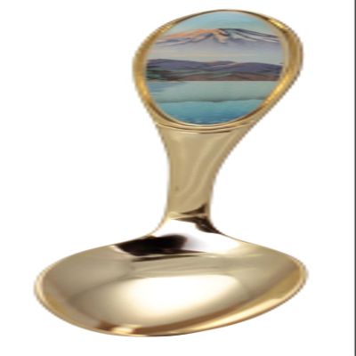 Asahi UKI-TS2 Spoon, Gold, Total Length 5.3 inches (13.6 cm), Made in Japan, Ukiyo-e Cutlery, Teaspoon, Single Item, Lake Hakone Water