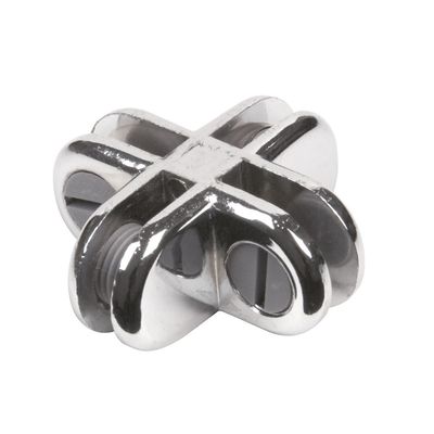 Glass Cube Connectors for 3/16" Thick Glass - 4 Way Glass Cubby Display Joiner - Chrome - 10 Pack
