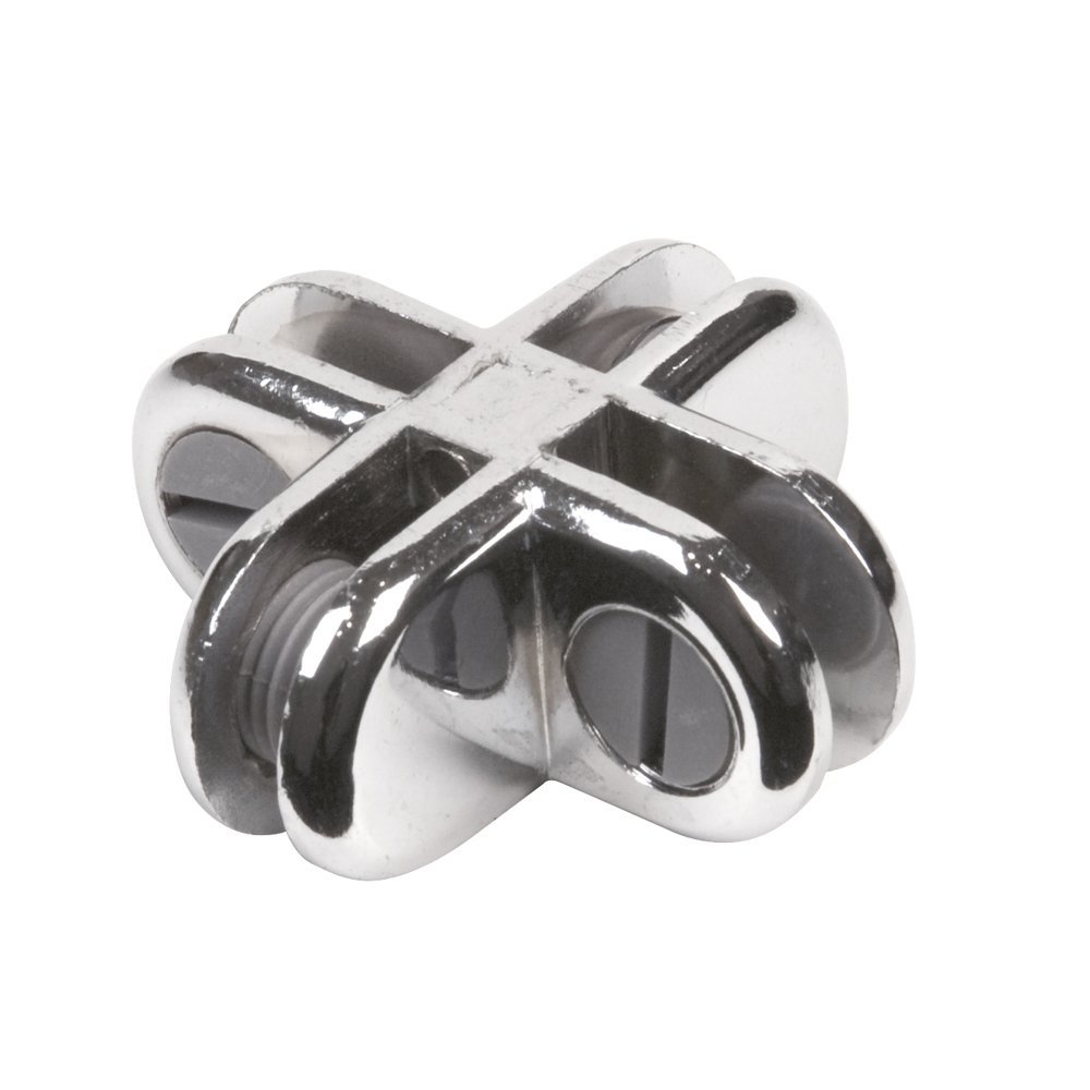 Glass Cube Connectors for 3/16" Thick Glass - 4 Way Glass Cubby Display Joiner - Chrome - 10 Pack