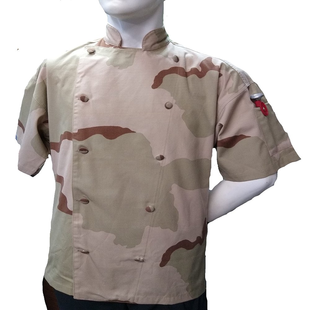 CHEFSKIN CAMO CAMOUFLAGE Desert Storm 3 day desert Chef Jacket Coat Long Sleeve GREAT GIFT! (LARGE-50 in.chest)