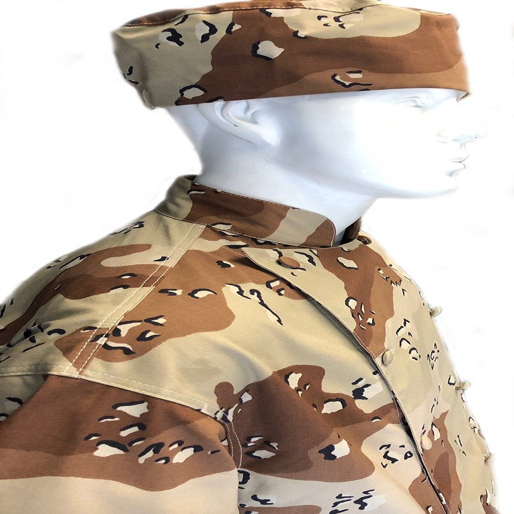 CHEFSKIN CAMO CAMOUFLAGE Desert Storm DBDU Chef Jacket Coat white medium weight GREAT GIFT! (XS-40 inches chest)