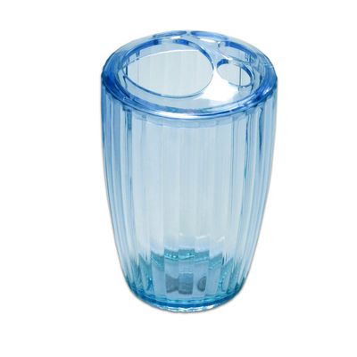 Sweet Home Collection Ribbed Acrylic Bathroom Durable Scratch Resistant Modern Set or Individual Bath Accessories, Toothbrush Holder, Cerulean Blue