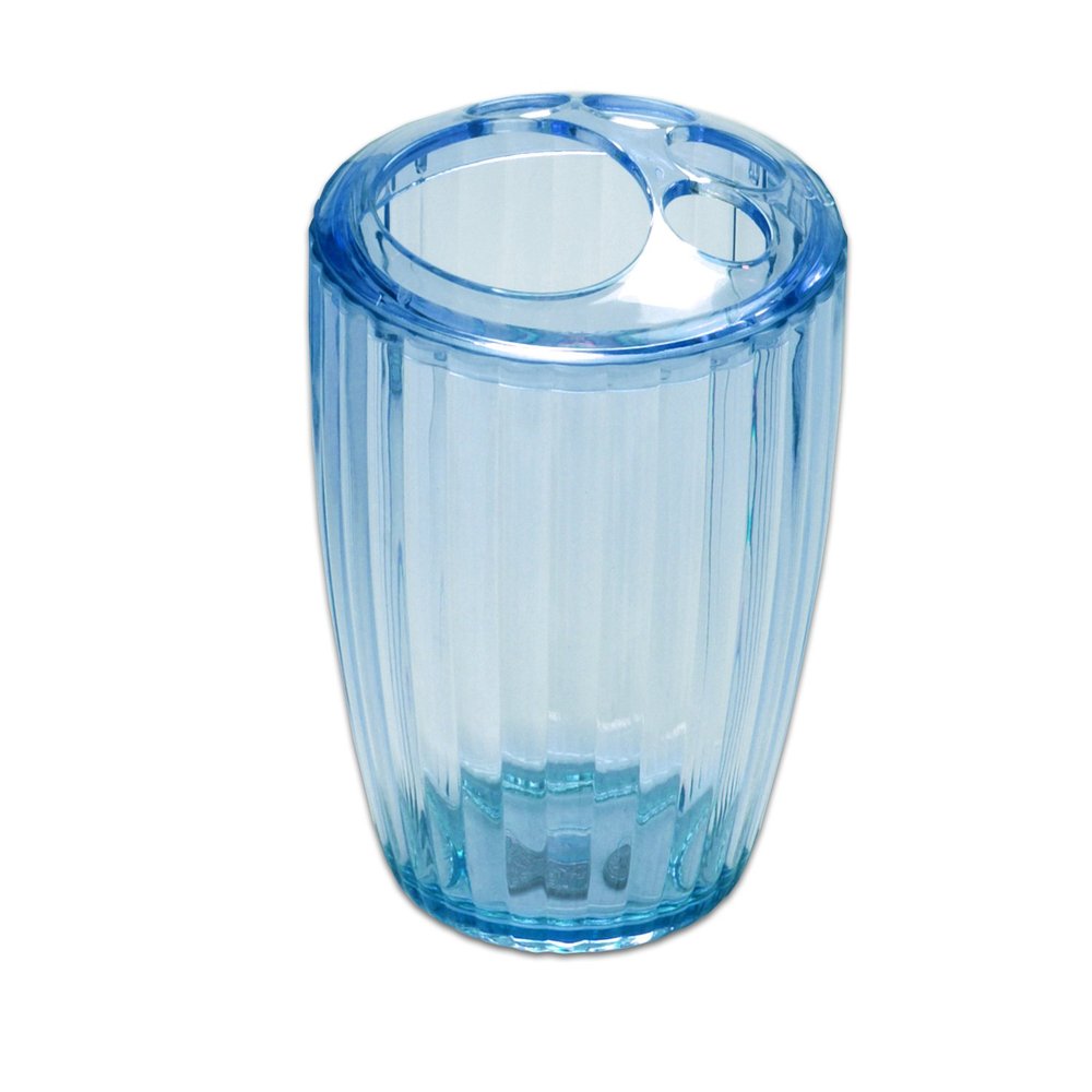 Sweet Home Collection Ribbed Acrylic Bathroom Durable Scratch Resistant Modern Set or Individual Bath Accessories, Toothbrush Holder, Cerulean Blue