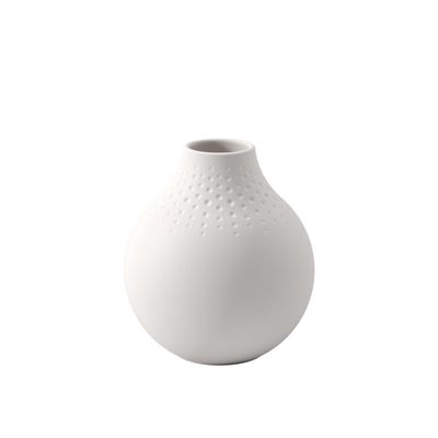 Villeroy & Boch Collier Blanc Small Vase : Perle, 4.25 in, Premium Porcelain, White