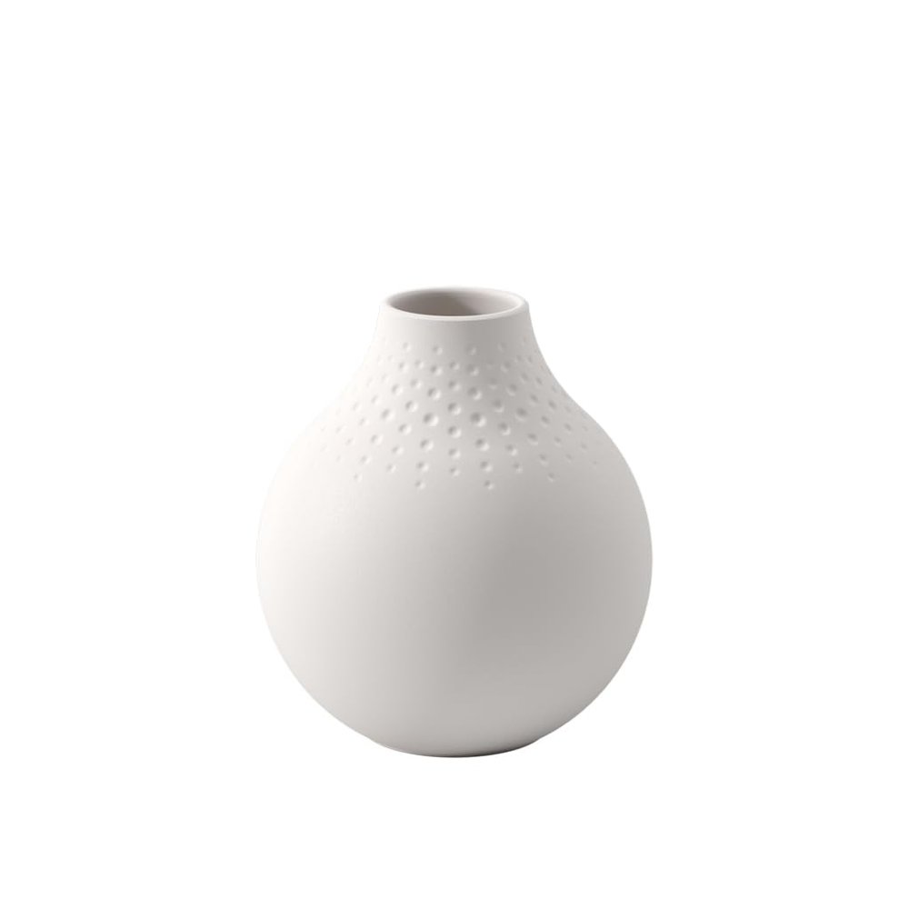 Villeroy & Boch Collier Blanc Small Vase : Perle, 4.25 in, Premium Porcelain, White