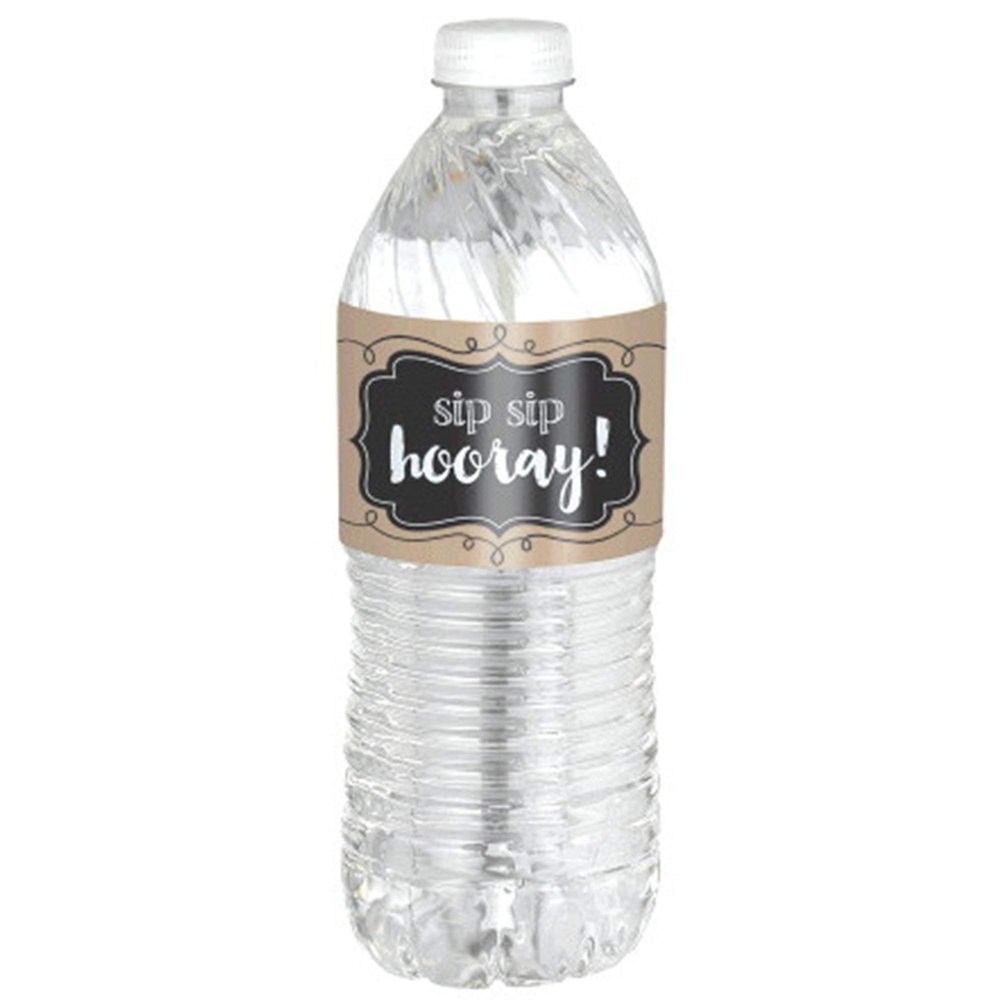 Amscan 150437 Kraft Paper Water Bottle Labels, 8 7/10 x 2 Inches, Multicolor
