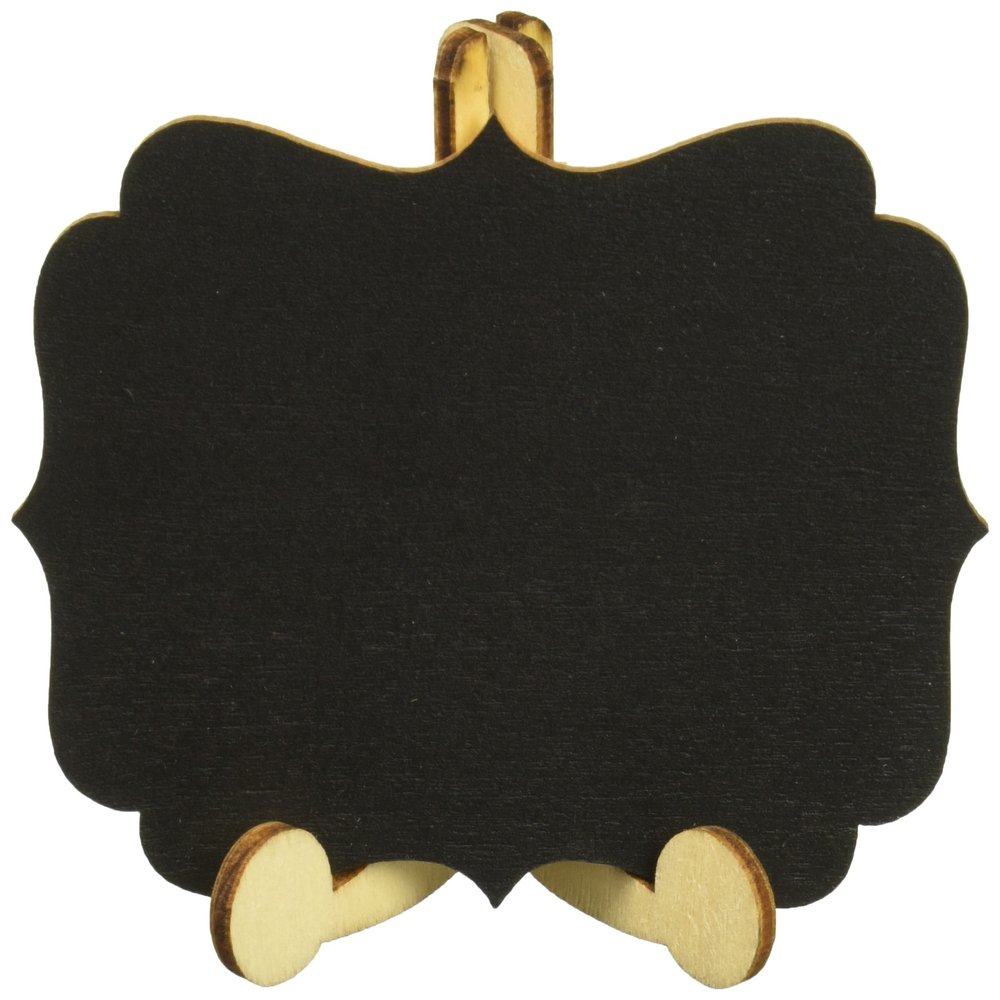 Amscan Rustic Charm Mini Wood Chalkboard Easels - 3" x 3.5" (6 Pc.) - Premium Small Display Stand for Messages, Events, Labels - Great for Home, Wedding, Party Decor