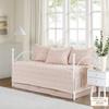 Intelligent Design Brooklyn Cotton Daybed Cover - Jacquard Tufted Chenille with Quilted Reverse, All Season Bedding with Bedskirt, Matching Shams, Decorative Pillow, Pink 39"x75" 5 Piece view 2