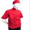 CHEFSKIN Tomato Red Lightweight Chef Jacket Coat Short Sleeve Comfortable Cool Beanie Hat Personalize (Available) (with Embroidery) view 1