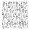 Ambesonne Cactus Shower Curtain, Doodle Flowers in Pots with Polka Dots and Zig Zags Tropical Plants Monochrome, Cloth Fabric Bathroom Decor Set with Hooks, 69" W x 84" L, Grey and White view 2