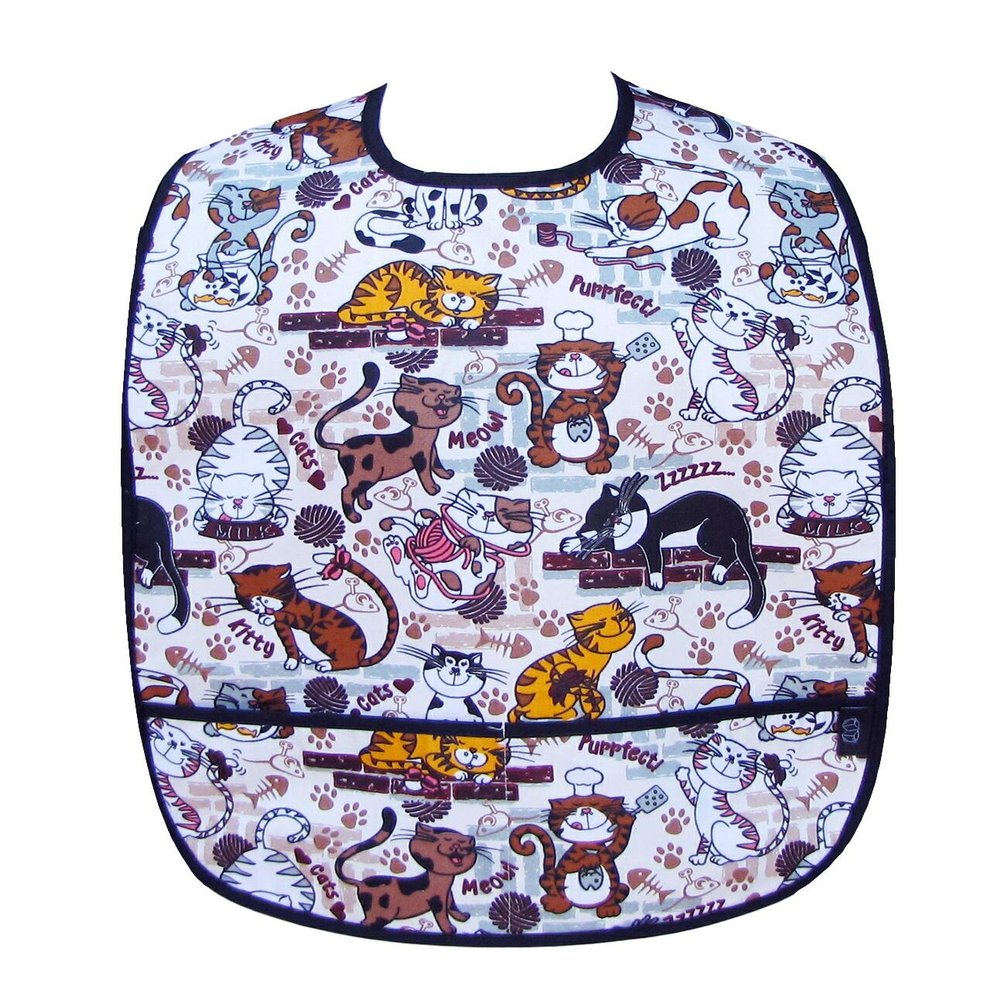 Two Lumps of Sugar Adult Clothing Protector Bib with Front Pockets (Pretty Purrfect Cats), Cooking, Baking, Grilling, Crafting, Gardening, Pet Grooming, 100% cotton