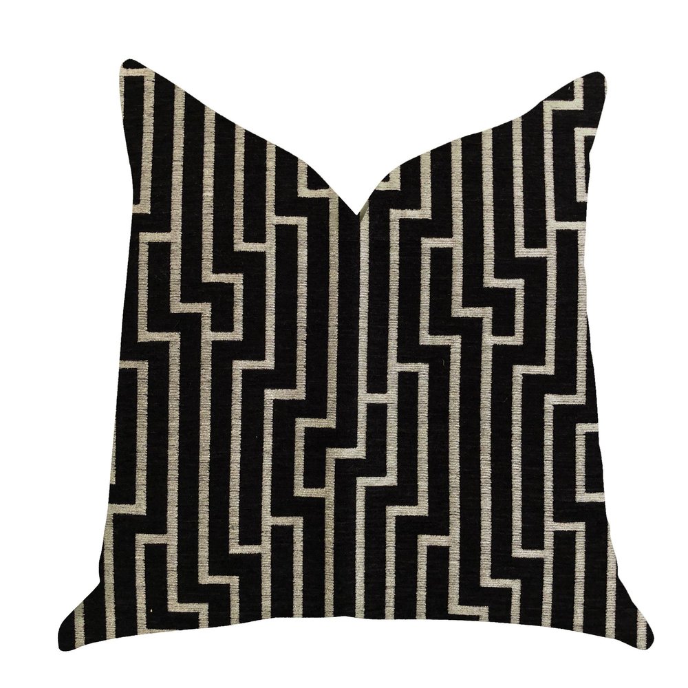 Plutus Brands Posh Lady Double Sided Luxury Throw Pillow, 18" x 18", Black/Beige