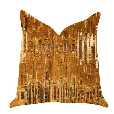 Plutus Brands Thames City Lights Double Sided Luxury Throw Pillow, 20" x 20", Brown/Gold