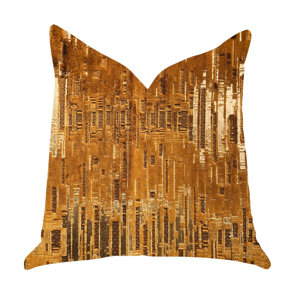 Plutus Brands Thames City Lights Double Sided Luxury Throw Pillow, 20" x 20", Brown/Gold