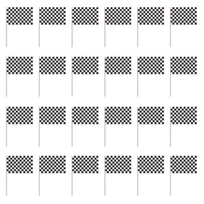 Beistle Plastic Checkered Flags 24 Piece, 11" x 17", Black/White