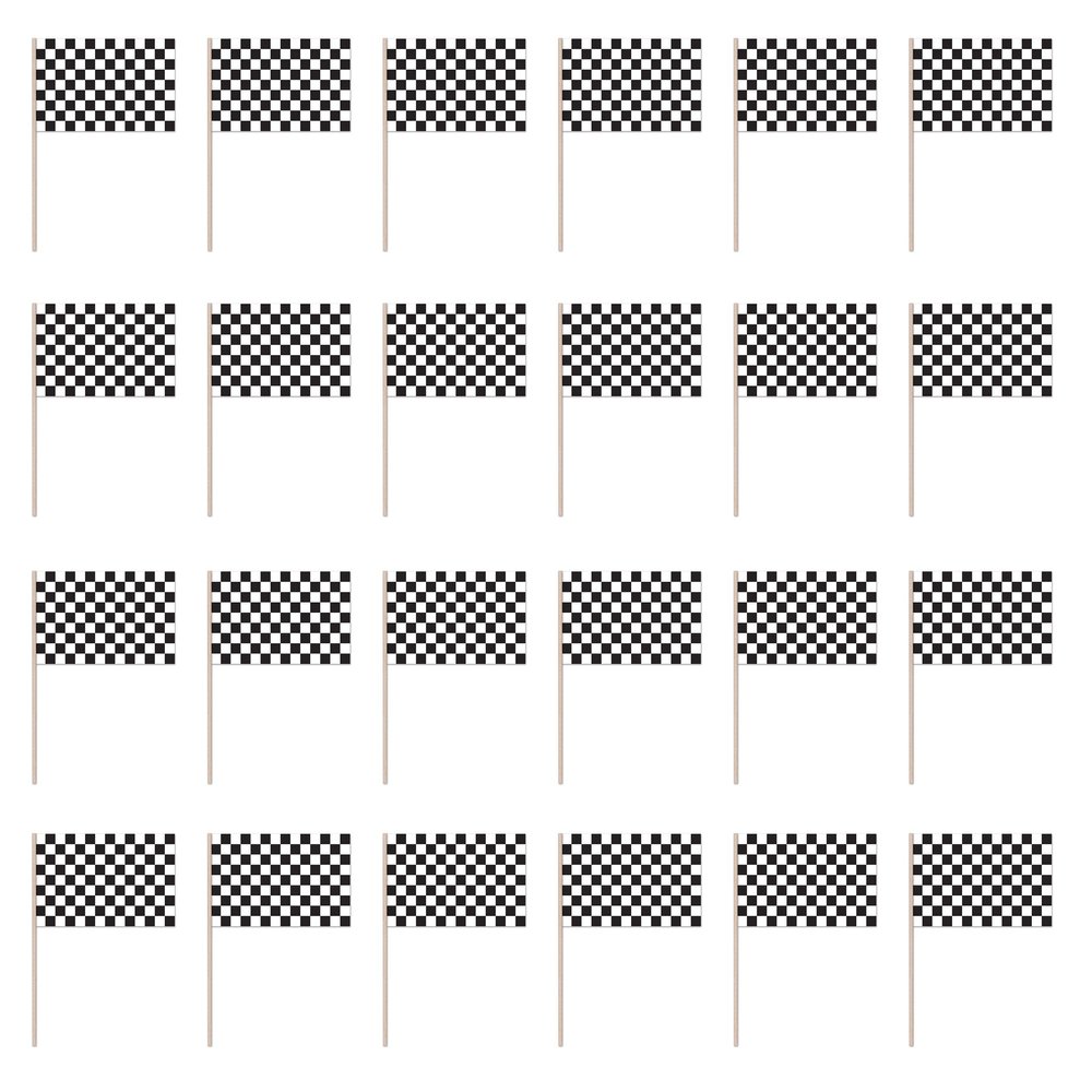 Beistle Plastic Checkered Flags 24 Piece, 11" x 17", Black/White