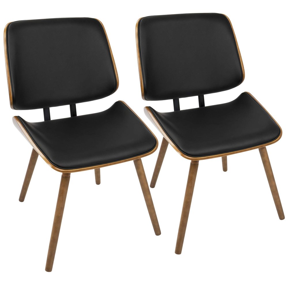 LumiSource Lombardi Black Dining Chair, Upholstered Dining Chairs, Mid-Century Modern Dining Chair, Kitchen Chairs for Dining Table, Dining Chairs Set of 2