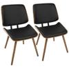 LumiSource Lombardi Black Dining Chair, Upholstered Dining Chairs, Mid-Century Modern Dining Chair, Kitchen Chairs for Dining Table, Dining Chairs Set of 2 view 1