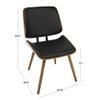 LumiSource Lombardi Black Dining Chair, Upholstered Dining Chairs, Mid-Century Modern Dining Chair, Kitchen Chairs for Dining Table, Dining Chairs Set of 2 view 2