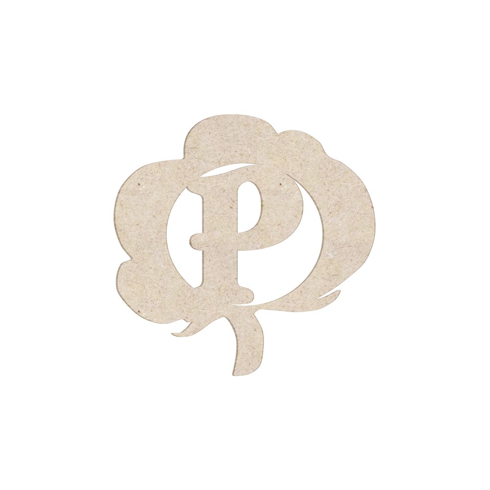 12" Cotton Monogram Letter Unfinished Wood Initial P (Sizes 12"-30")