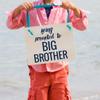 Being Promoted To Big Brother Sign Baby Announcement for Pregnancy Toddler Boy | Blue Ribbon & White Paper view 2