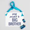 Being Promoted To Big Brother Sign Baby Announcement for Pregnancy Toddler Boy | Blue Ribbon & White Paper view 3