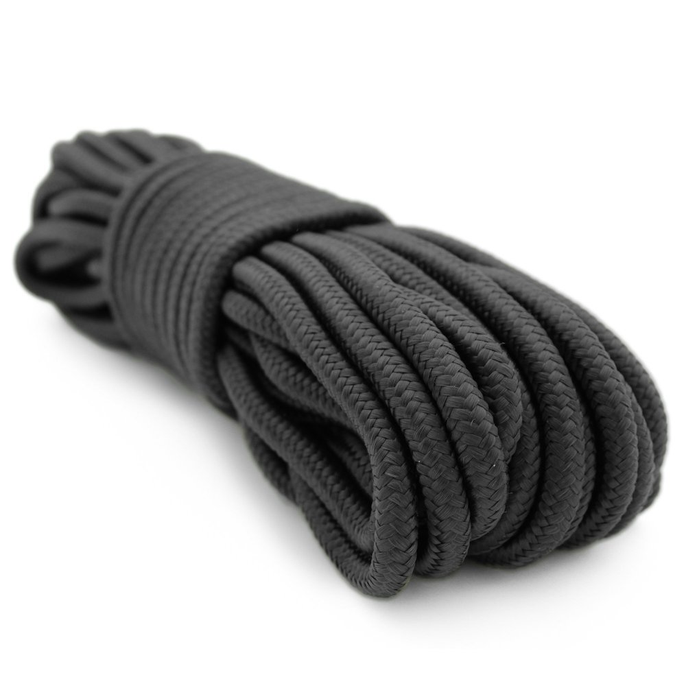 Emergency Zone 9mm Nylon Braided, 50 Foot, Multi-Purpose Camping Rope | Black (3 Pack)