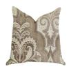 Plutus Brands Tawny Isabella Damask Double Sided Luxury Throw Pillow, 12" x 25", Brow/Grey/Beige view 1