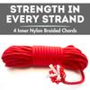 Emergency Zone 9mm Nylon Braided, 50 Foot, Multi-Purpose Camping Rope | Red (3 Pack) view 2