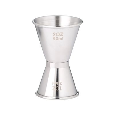 Thirsty Rhino Duo, Double Sided Stainless Steel Cocktail Jigger, 1 Ounce, 2 Ounce, Brushed Silver (Set of 1)