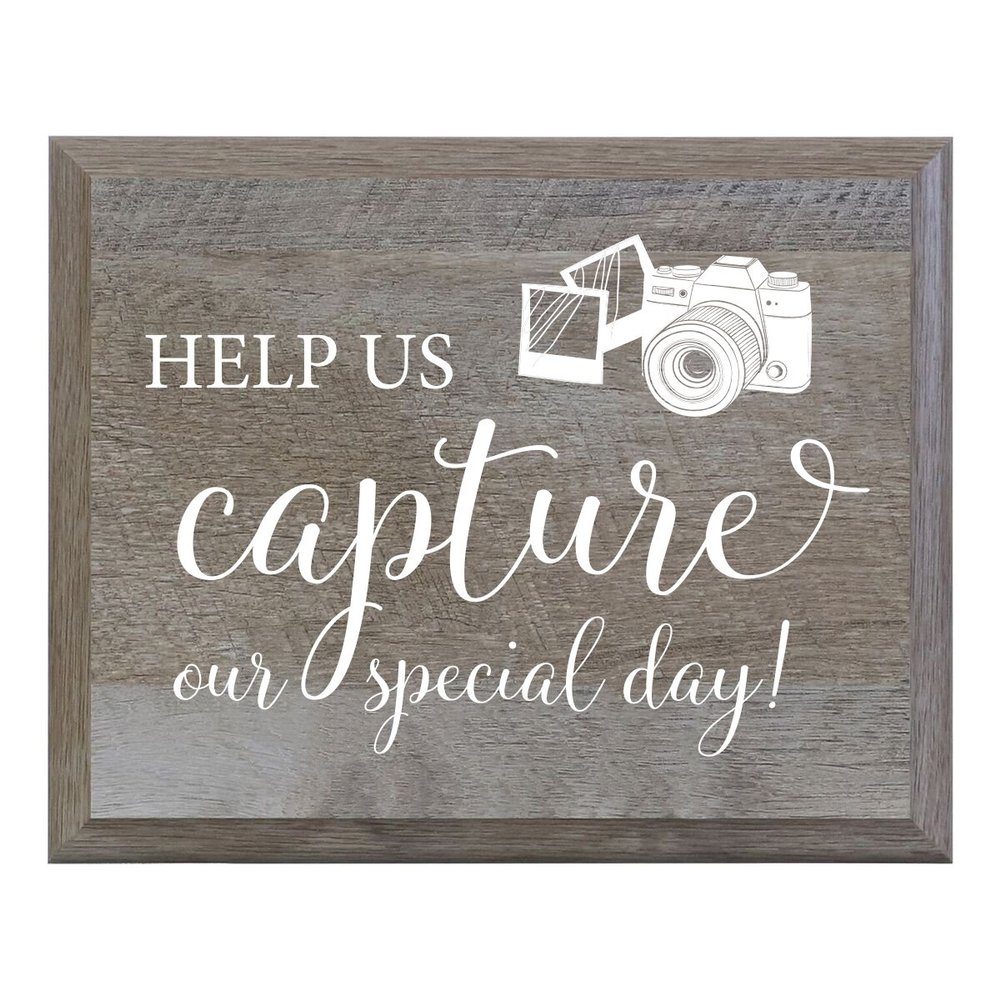LifeSong Milestones Oh Snap Help Us Capture Our Special Day Decorative Wedding Party Signs for Ceremony and Reception for Bride and Groom (8x10)