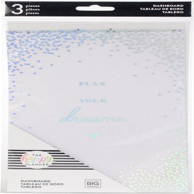 Me & My Big Ideas Happy Planner Medium Dashboards 5.5"X9.65" 3/Pkg, Clear 3"
