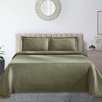 BNM Luxurious Textured Cotton Woven Jacquard Matelasse Premium Quality Bedspread Set, Oversized Bedding, Embossed Cotton Fabric, Soft, Durable, Medium Weight, Basketweave, Twin Size, Assorted colors