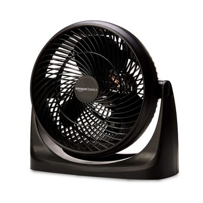 Amazon Basics Air Circulator Fan, Desk Fan for Bedroom, Home and Office, With 90-Degree Tilt Head, 3 Speed Settings, Lightweight (4.2 LBS), 70 Watts, Black, 14.8"Wx7.6"Dx14.1"H