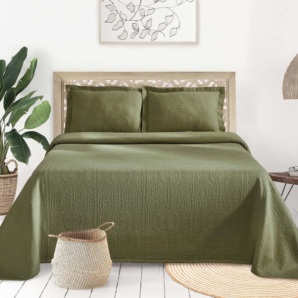 BLUENILEMILLS BNM Matelasse Bedspread, Set of 3, Oversized Bedding, Soft, Breathable, Lightweight Blanket with Cotton Bedding Quilt Set,Coverlet,for Bedroom/Guest Room, Full Size