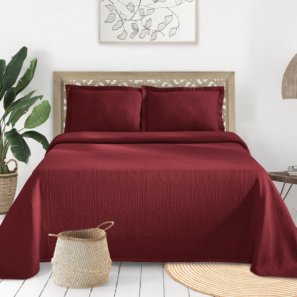 BLUENILEMILLS BNM Matelasse Bedspread, Set of 3, Oversized Bedding, Soft, Breathable, Lightweight Blanket with Cotton Bedding Quilt Set,Coverlet,for Bedroom/Guest Room, Full Size