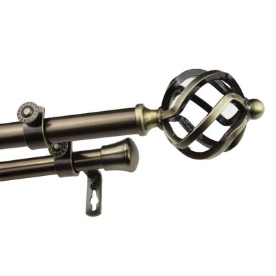 A&F Rod Dcor Medusa 13/16 Double Curtain Rod 120-170 inch - Antique Brass