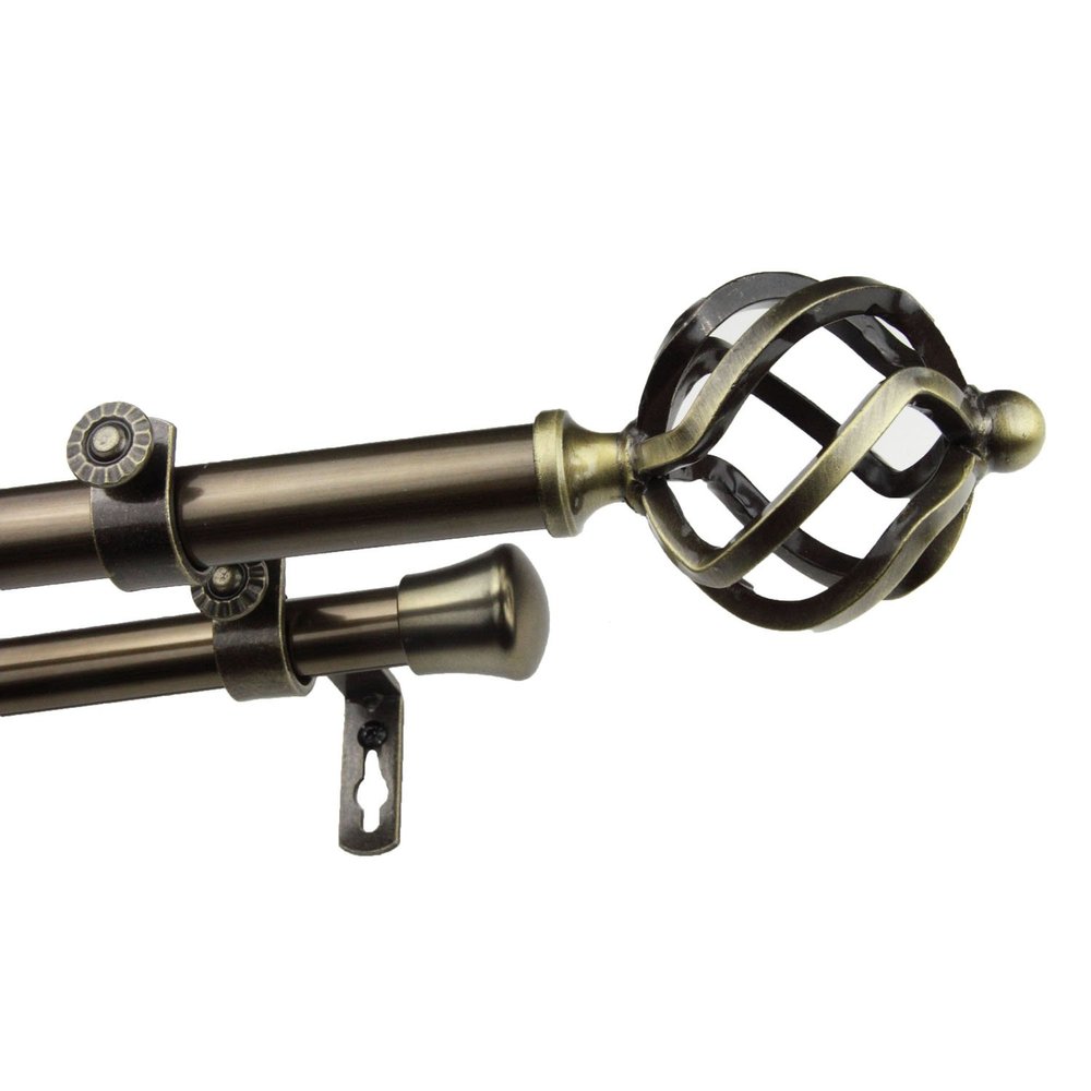 A&F Rod Dcor Medusa 13/16 Double Curtain Rod 120-170 inch - Antique Brass