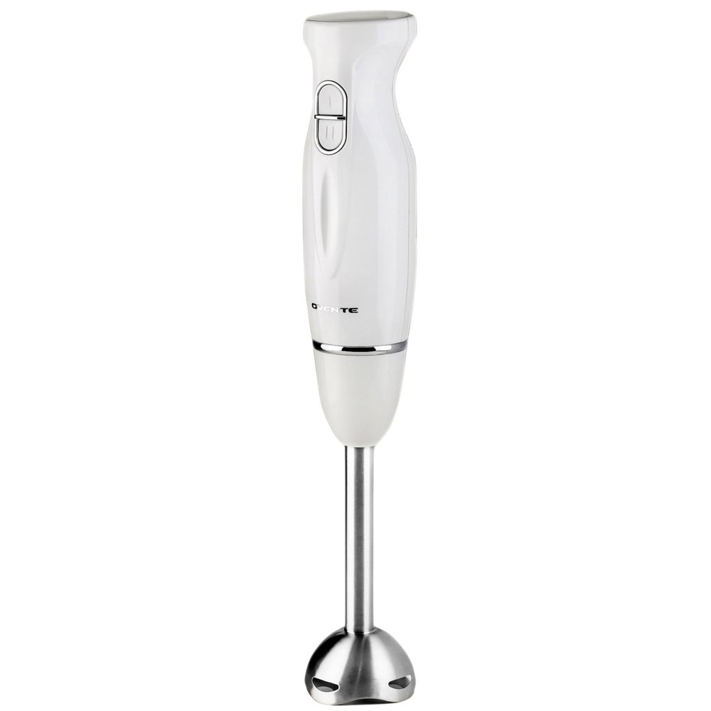 OVENTE Immersion Hand Blender, 300W Corded Electric Handheld Stick Mixer with 2 Mixing Speeds and Stainless Steel Blades for Smoothies, Purees & Baby Food, White HS560W