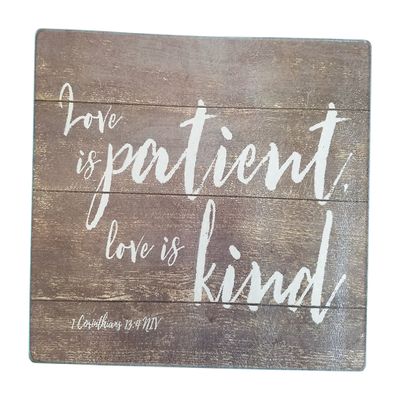Tempered Glass Cutting Board with Saying:Love is Patient, Love is Kind