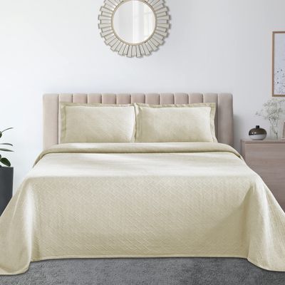 BNM Luxurious Textured Cotton Woven Jacquard Matelasse Premium Quality Bedspread Set, Oversized Bedding, Embossed Cotton Fabric, Soft, Durable, Medium Weight, Basketweave, Twin Size, Assorted Colors