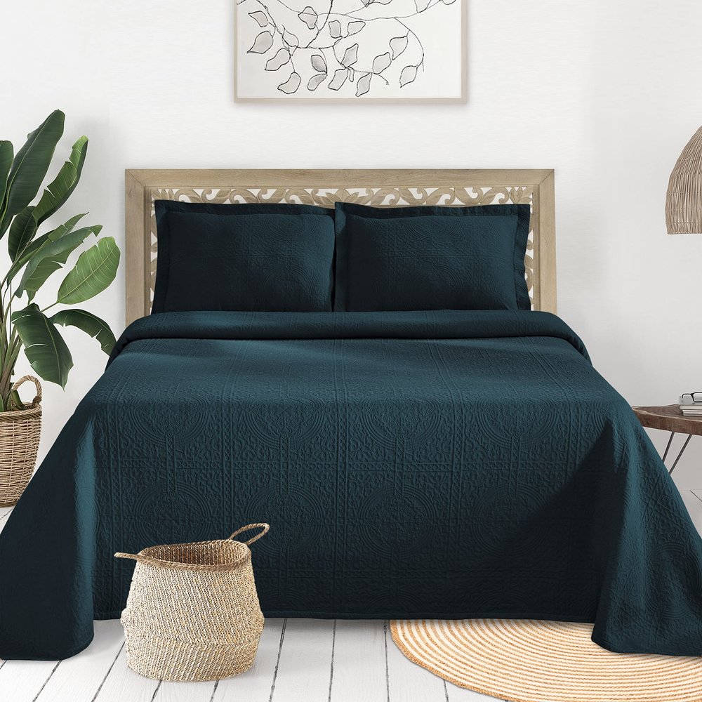 BLUENILEMILLS BNM Matelasse Bedspread, Set of 3, Oversized Bedding, Soft, Breathable, Lightweight Blanket with Cotton Bedding Quilt Set,Coverlet,for Bedroom/Guest Room, Full Size