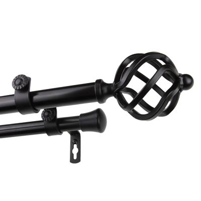 A&F Rod Dcor Medusa 13/16 Double Curtain Rod 120-170 inch - Black