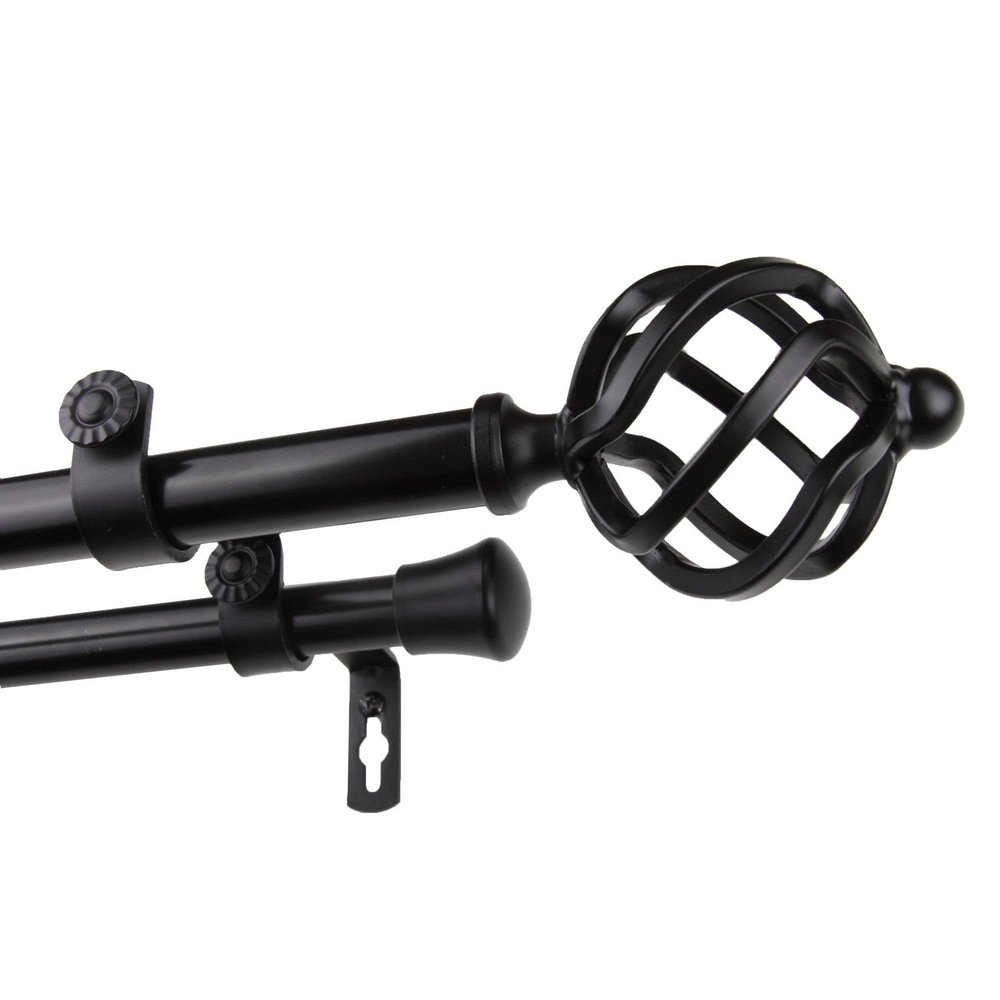 A&F Rod Dcor Medusa 13/16 Double Curtain Rod 120-170 inch - Black